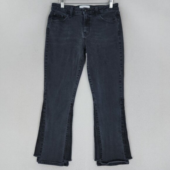 Derek Lam Jeans Womens 29 Washed Black Gia Mid Rise Crop Flare Leg Stretch Denim - Picture 1 of 13